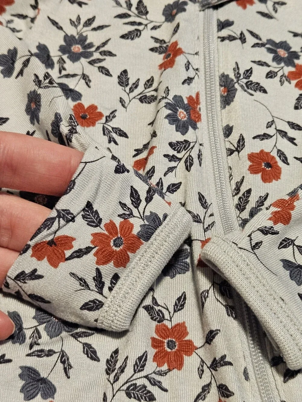 NWT Modern Moments by Gerber Newborn Floral Viscose Zip Sleep N Play Footie Grey